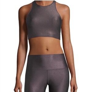 NWT Onzie Peek-A-Boo Racer Sports Bra High Neck Crop Top‎ Purple Size S/M